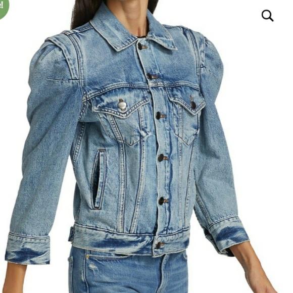 Nwt Frame Rosette Sleeve Denim Trucker 